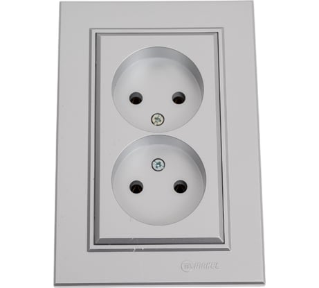 Розетка MAKEL 2-м СП Karea 10А IP20 б/з серебристый 56065017