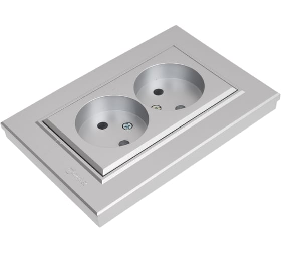 Розетка MAKEL 2-м СП Karea 10А IP20 б/з серебристый 56065017