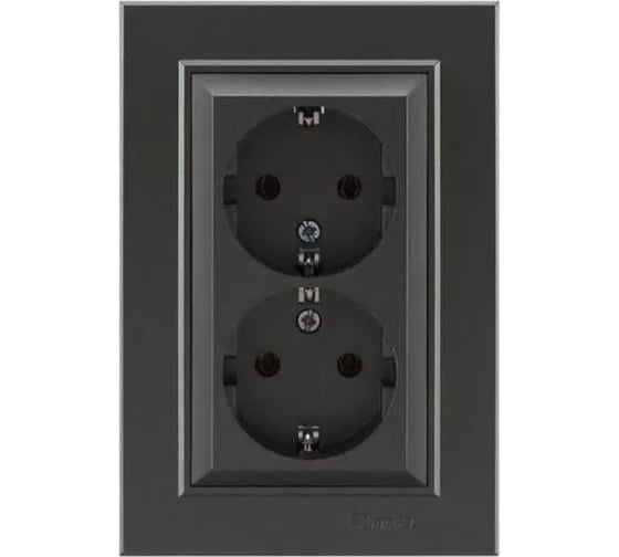 Розетка MAKEL 2-м СП Karea 16А IP20 с/з дымчатый металлик 56050082