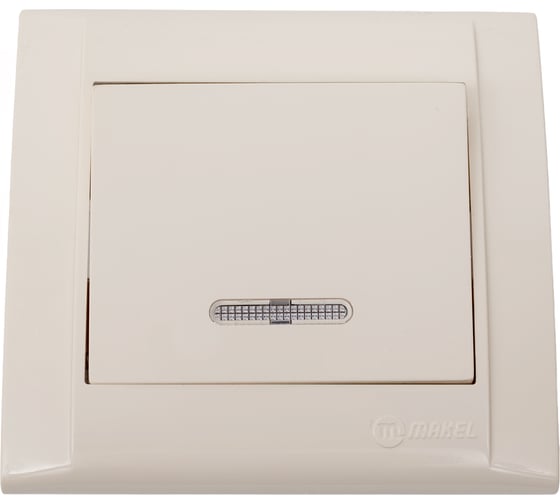 Выключатель 1-клавишный MAKEL СП Defne 10А, IP20, с подсветкой, кремовый 42010021 1