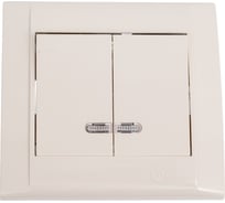 Выключатель 2-клавишный MAKEL СП Defne 10А, IP20, с подсветкой, кремовый 42010023