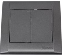 Выключатель 2-клавишный MAKEL СП Defne 10А, IP20, дымчатый металлик 42050003