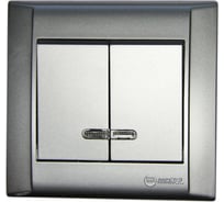 Выключатель 2-клавишный MAKEL СП Defne 10А, IP20, серебро, с подсветкой 42065023