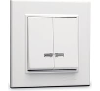 Выключатель 2-клавишный MAKEL СП Karea 10А, IP20, с подсветкой, белый 56001023