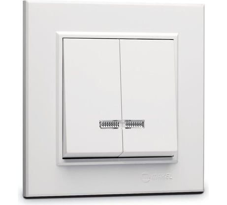Выключатель 2-клавишный MAKEL СП Karea 10А, IP20, с подсветкой, белый 56001023