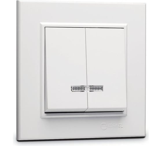 Выключатель 2-клавишный MAKEL СП Karea 10А, IP20, с подсветкой, белый 56001023 1