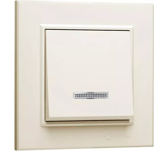 Выключатель 1-клавишный MAKEL СП Karea 10А, IP20, с подсветкой, кремовый 56010021