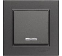 Выключатель 1-клавишный MAKEL СП Karea 10А, IP20, дымчатый металлик, с подсветкой 56050021