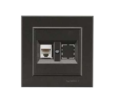 Розетка компьютерная+гнездо MAKEL СП Karea 16А IP20 CAT 5 дымчатый металлик 56050035