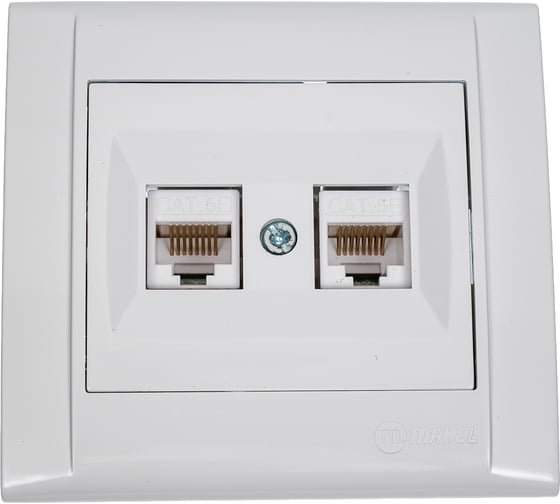 Розетка компьютерная двойная MAKEL СП Defne 16А IP20 CAT 5 белый 42001036