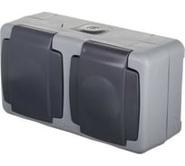 Розетка двойная MAKEL блок о/у серая с заземлением IP55 с крышкой 36064201