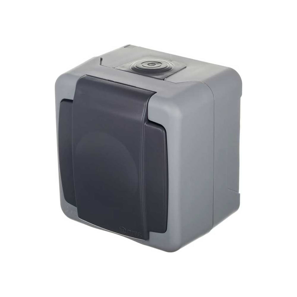 Розетка MAKEL о/у серая с заземлением IP55 с крышкой 36064029