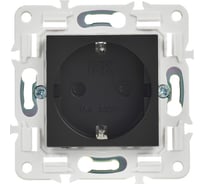 Розетка с заземлением IEK SKANDY с защитными шторками 16А SK-R04Bl черный SK-R14-16-K02