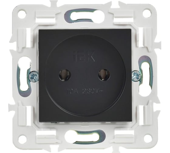 Розетка без заземления IEK SKANDY без защитных шторок 10А SK-R02Bl черный SK-R10-10-K02