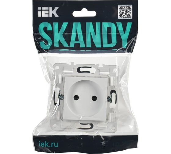 Розетка без заземления IEK SKANDY без защитных шторок 10А SK-R02W арктический белый SK-R10-10-K01