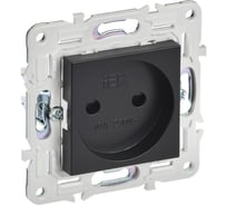 Розетка без заземления IEK SKANDY с защитными шторками 10А SK-R01Bl черный SK-R13-10-K02