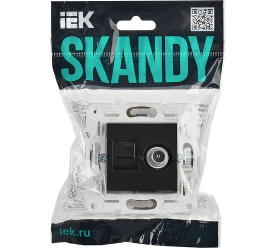 Розетка двойная IEK SKANDY TV+RJ45 кат.5E SK-A14Bl черный SK-AK20-1-K02