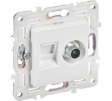 Розетка двойная IEK SKANDY TV+RJ45 кат.5E SK-A14W арктический белый SK-AK20-1-K01