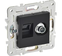 Розетка двойная IEK SKANDY TV+RJ45 кат.6E SK-A15Bl черный SK-AK20-2-K02