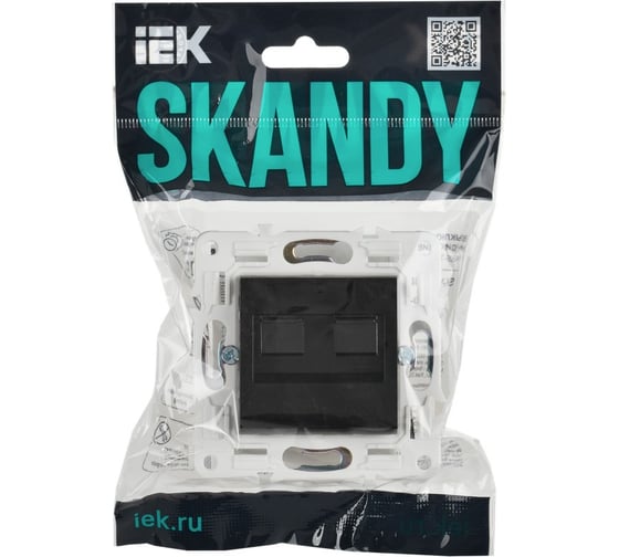 Розетка компьютерная IEK SKANDY двойная RJ45 кат.5E SK-K03Bl черный SK-K20-1-K02
