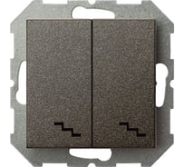 Проходной двухклавишный выключатель LIREGUS Эпсилон IP6+6 10-001-01 E/J антрацит, без рамки 28-109