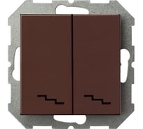 Проходной двухклавишный выключатель LIREGUS Эпсилон IP6+6 10-001-01 E/R коричневый 28-139