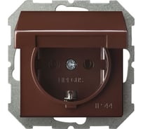 Влагозащищенная розетка с крышкой LIREGUS Эпсилон IKL 16-408-01 E/R коричневая, без рамки 28-1363