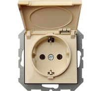 Влагозащищенная розетка с крышкой LIREGUS Эпсилон IKL 16-408-01 E/S кремовый, без рамки 28-069