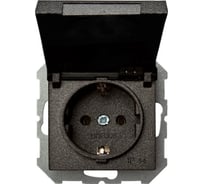 Влагозащищенная розетка с крышкой LIREGUS Эпсилон IKL 16-408-01 E/J антрацит, без рамки 28-1065