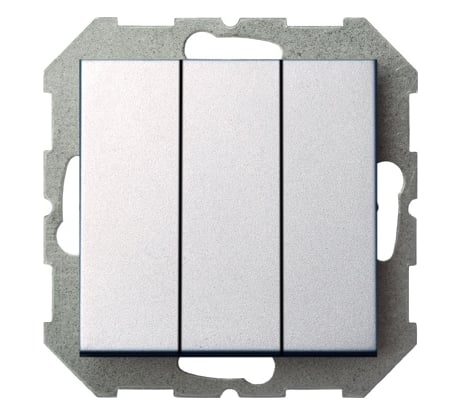 Трехклавишный выключатель LIREGUS Эпсилон IJ3 16-001-01 E/Mt серебро, без рамки 28-174
