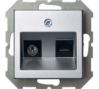 Розетка LIREGUS ТВ + интернет Эпсилон ITVKL-1-01 E/Mt серебро 28-183