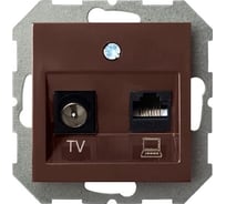Розетка LIREGUS ТВ + интернет Эпсилон ITVKL-1-01 E/R коричневая, без рамки 28-143
