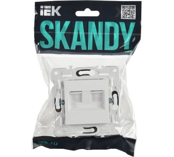Розетка компьютерная IEK SKANDY двойная RJ45 кат.5E SK-K03W арктический белый SK-K20-1-K01