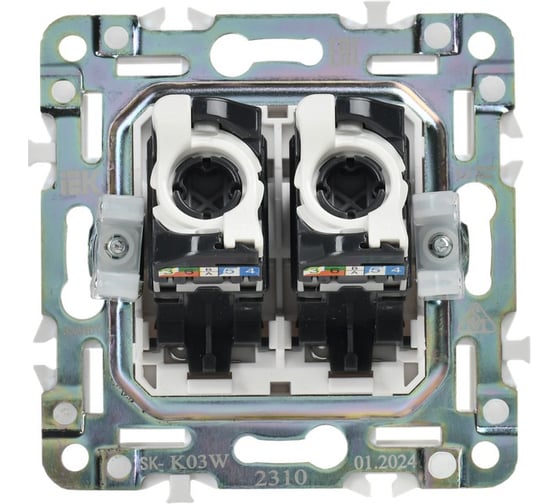 Розетка компьютерная IEK SKANDY двойная RJ45 кат.5E SK-K03W арктический белый SK-K20-1-K01