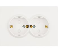 Розетка 2-местная STEKKER с защитной шторкой, с/з, 250В, 16А, серия Эмили, RST16-5114-01, белый фарфор, soft touch, 49882