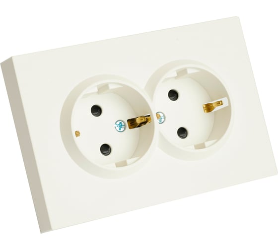 Розетка 2-местная STEKKER с защитной шторкой, с/з, 250В, 16А, серия Эмили, RST16-5114-01, белый фарфор, soft touch, 49882