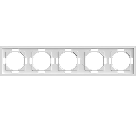 Рамка STEKKER PFR00-5005-01 5-местная, серия Эмили, белый фарфор, soft touch, 49888