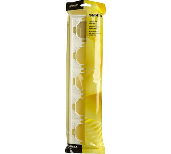Рамка STEKKER PFR00-5005-01 5-местная, серия Эмили, белый фарфор, soft touch, 49888