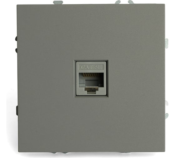 Розетка компьютерная 1-местная RJ-45 (механизм) STEKKER, серия Эмили, RST00-5117-10, платиново-серый, soft touch, 49951