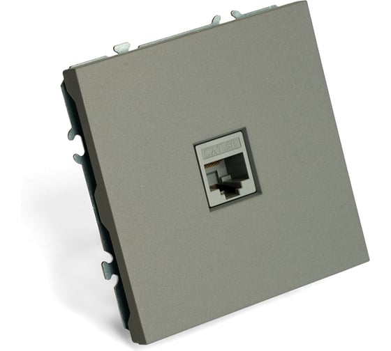 Розетка компьютерная 1-местная RJ-45 (механизм) STEKKER, серия Эмили, RST00-5117-10, платиново-серый, soft touch, 49951