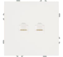 Розетка компьютерная 2-местная RJ-45 (механизм) STEKKER серия Эмили, RST00-5111-01, белый фарфор, soft touch, 49874