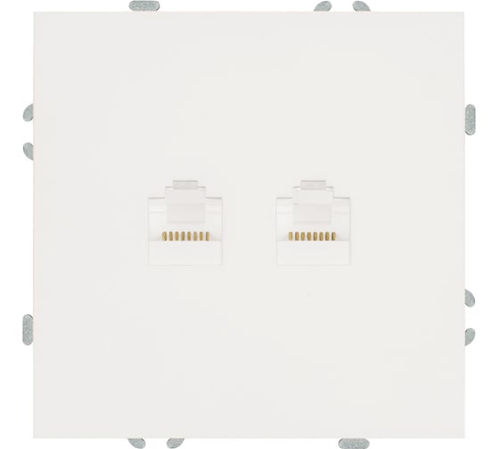 Розетка компьютерная 2-местная RJ-45 (механизм) STEKKER серия Эмили, RST00-5111-01, белый фарфор, soft touch, 49874