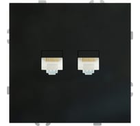 Розетка компьютерная 2-местная RJ-45 (механизм) STEKKER серия Эмили, RST00-5111-05, черный уголь, soft touch, 49848