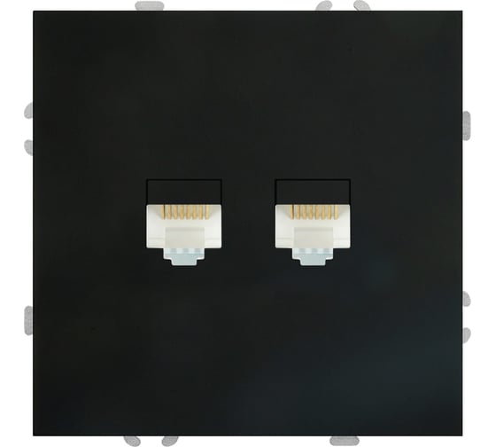 Розетка компьютерная 2-местная RJ-45 (механизм) STEKKER серия Эмили, RST00-5111-05, черный уголь, soft touch, 49848