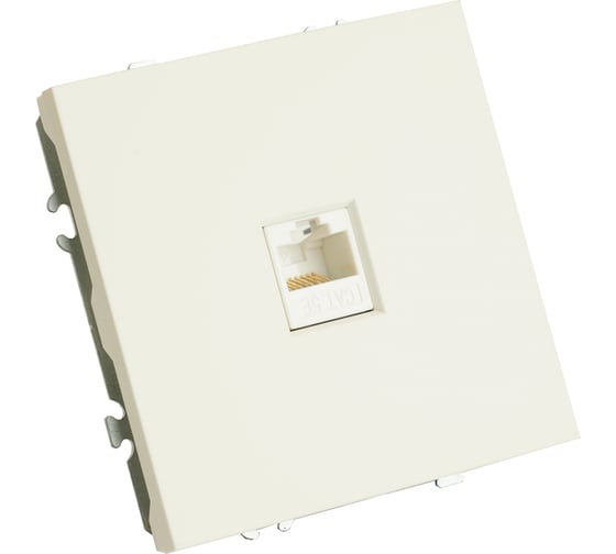 Розетка компьютерная 1-местная RJ-45 (механизм) STEKKER, серия Эмили, RST00-5117-01, белый фарфор, soft touch, 49873