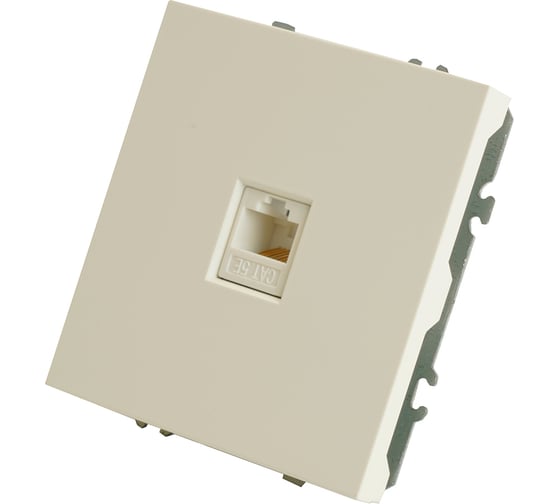 Розетка компьютерная 1-местная RJ-45 (механизм) STEKKER, серия Эмили, RST00-5117-01, белый фарфор, soft touch, 49873
