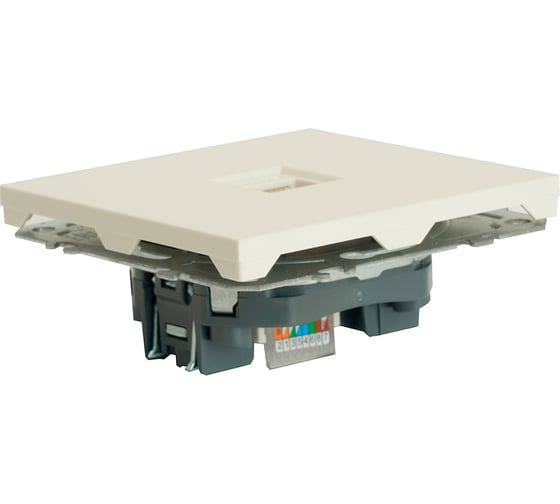 Розетка компьютерная 1-местная RJ-45 (механизм) STEKKER, серия Эмили, RST00-5117-01, белый фарфор, soft touch, 49873