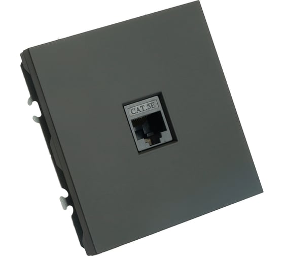 Розетка компьютерная 1-местная RJ-45 (механизм) STEKKER, серия Эмили, RST00-5117-05, черный уголь, soft touch, 49847