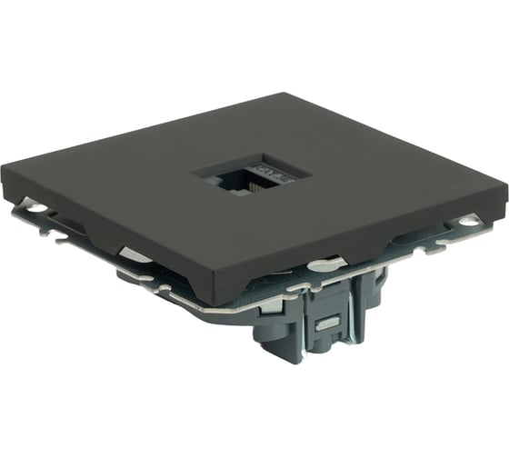 Розетка компьютерная 1-местная RJ-45 (механизм) STEKKER, серия Эмили, RST00-5117-05, черный уголь, soft touch, 49847