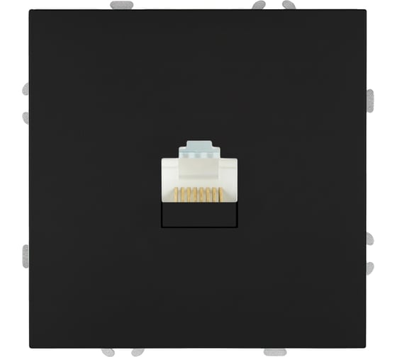 Розетка компьютерная 1-местная RJ-45 (механизм) STEKKER, серия Эмили, RST00-5117-05, черный уголь, soft touch, 49847